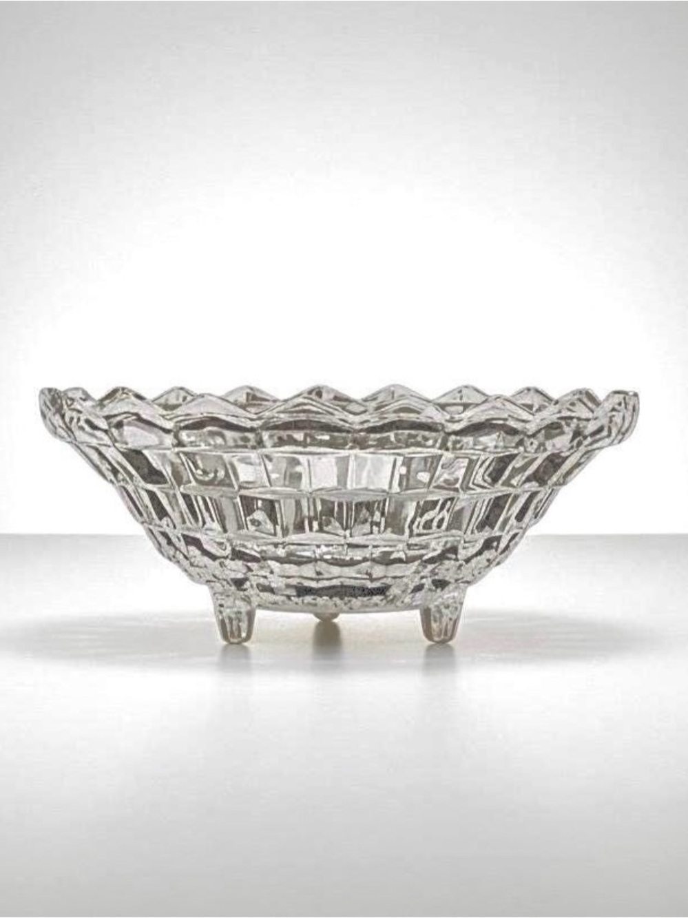 Vintage Indiana Glass Clear Colony Whitehall Cubist Bowl 10”
